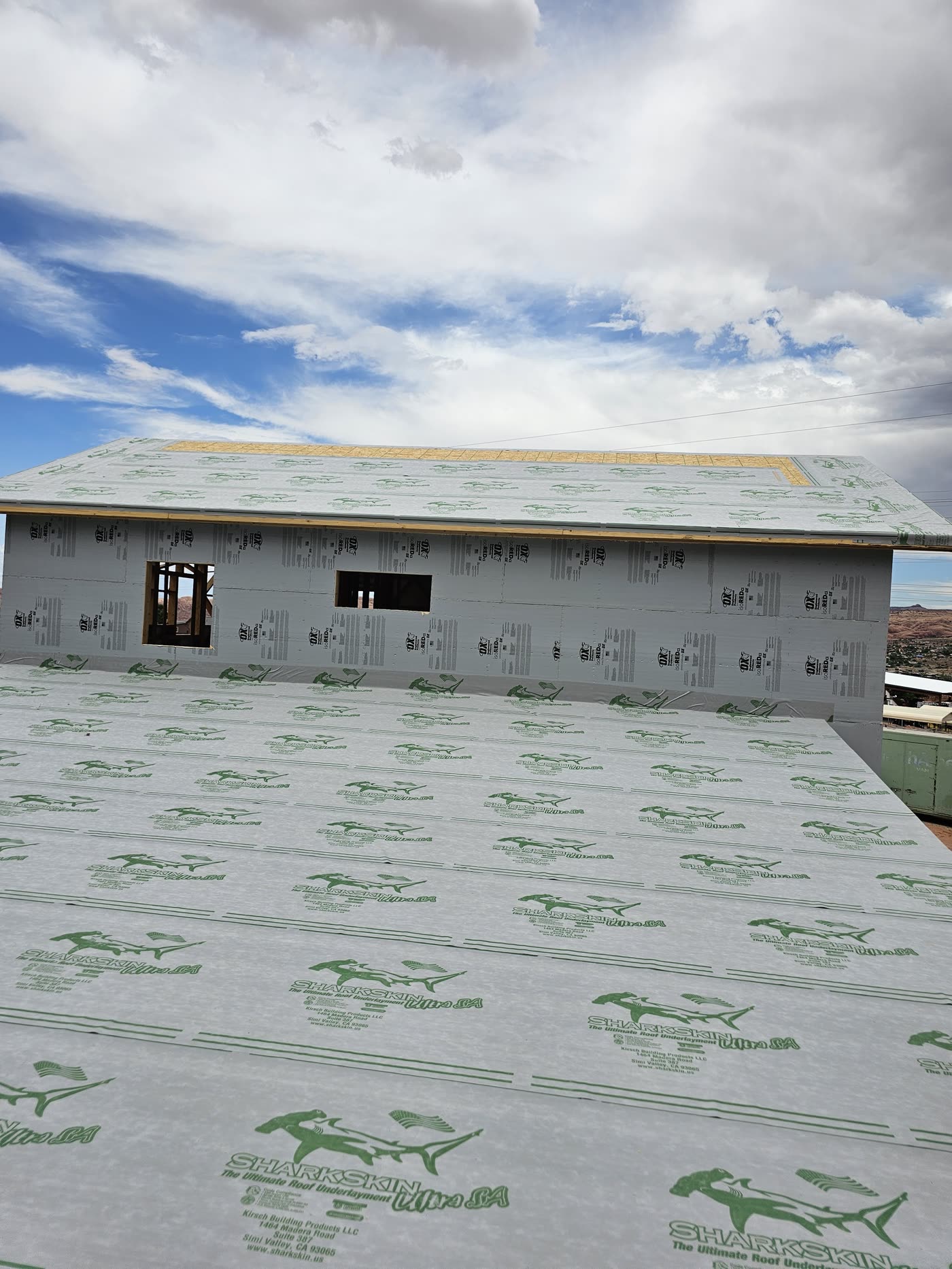 Sharkskin Ultra SA peel-and-stick underlayment covering a roof deck, Western Slope Metals job in Moab UT